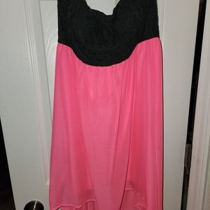 Strapless black and pink dress